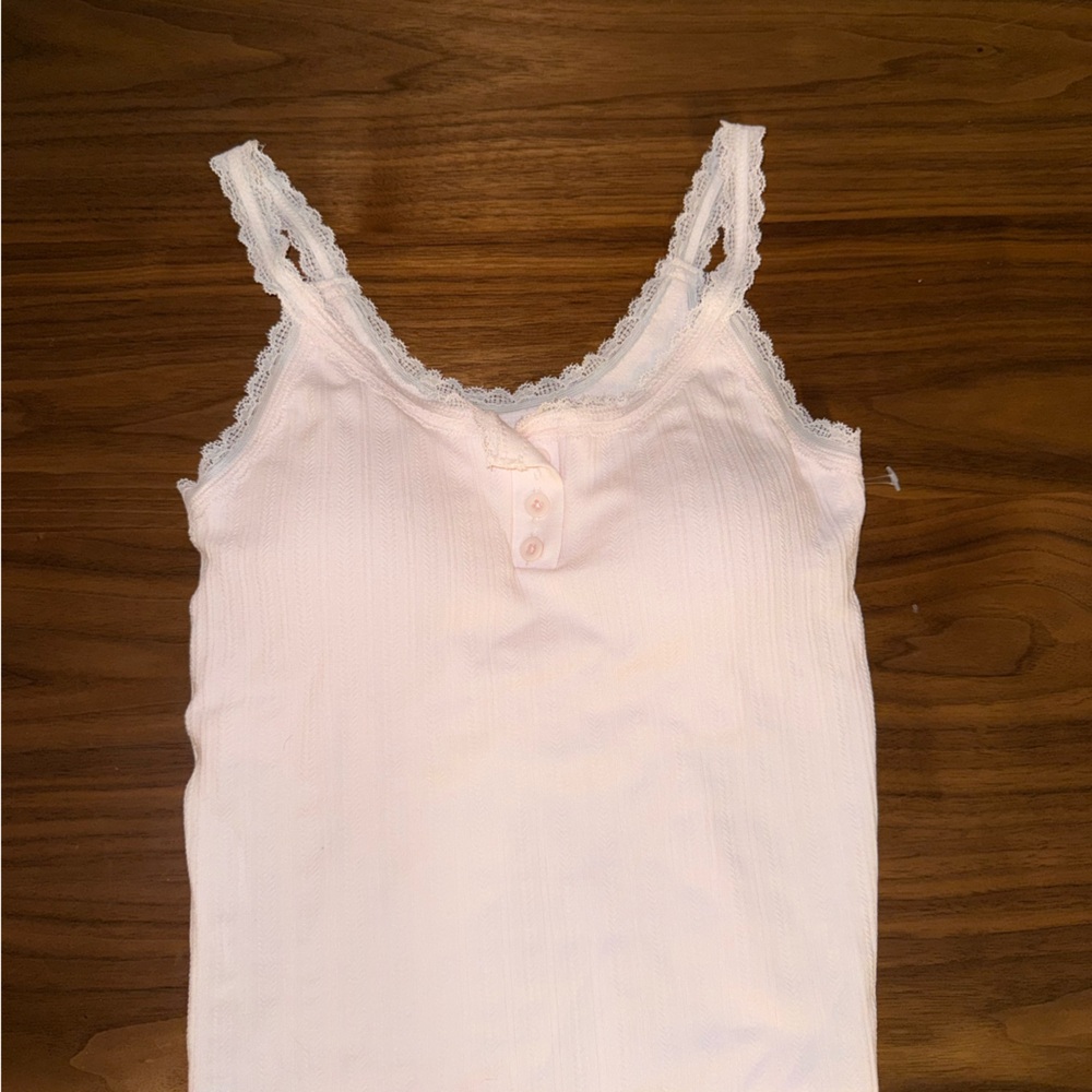 Lace Trim Pink Tank Top